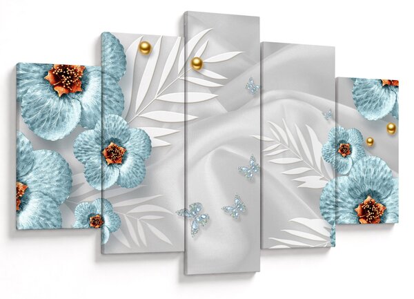 Obraz - 3D modré kvety (150x105 cm)