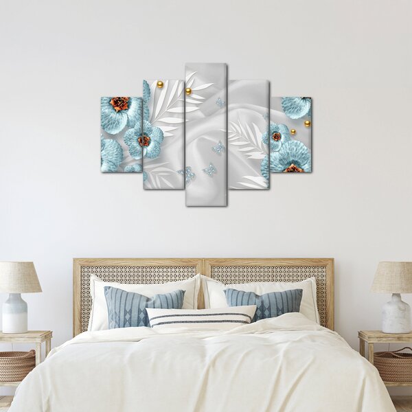 Obraz - 3D modré kvety (150x105 cm)