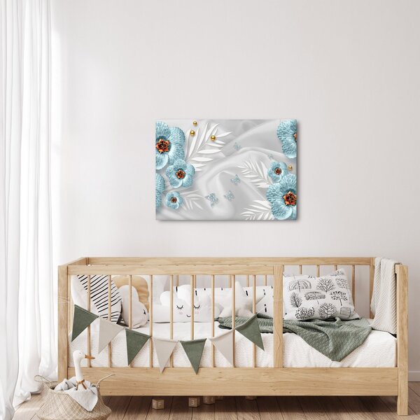Obraz - 3D modré kvety (70x50 cm)