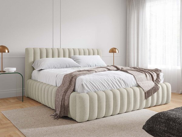 Čalúnená jednolôžková posteľ s úložným priestorom Bliss 120x200 - smotanová