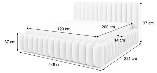 Čalúnená jednolôžková posteľ s úložným priestorom Bliss 120x200 - smotanová