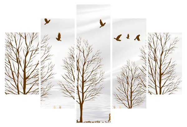 Obraz - Jelene pred riekou (150x105 cm)