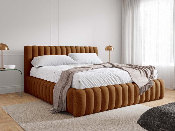Čalúnená jednolôžková posteľ s úložným priestorom Bliss 120x200 - tehlová