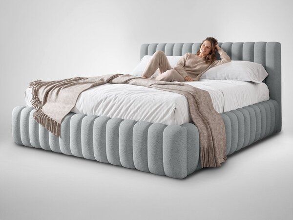 Čalúnená jednolôžková posteľ s úložným priestorom Bliss 120x200 - sivá