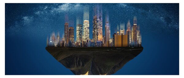 Obraz - Veľkomesto plávajúce priestorom (120x50 cm)