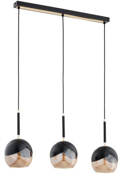 Luster na lanku MILTONA 3xE27/60W/230V čierna/béžová