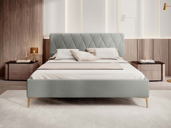 Čalúnená manželská posteľ Hilton 140x200 - svetlosivá