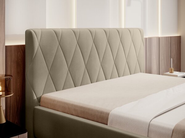 Čalúnená manželská posteľ Hilton 140x200 - tmavobéžová