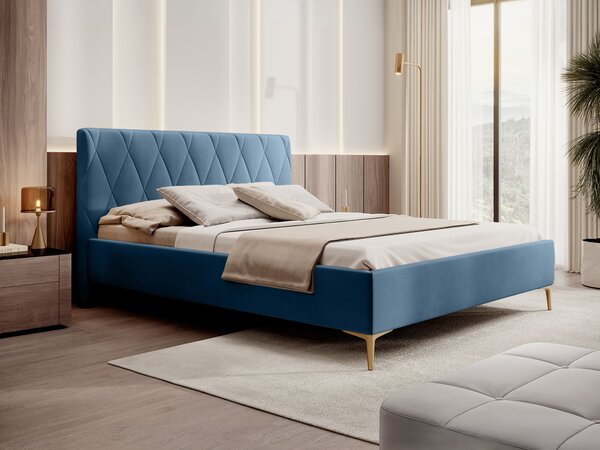Čalúnená manželská posteľ Hilton 140x200 - modrá