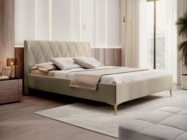 Čalúnená manželská posteľ Hilton 140x200 - tmavobéžová