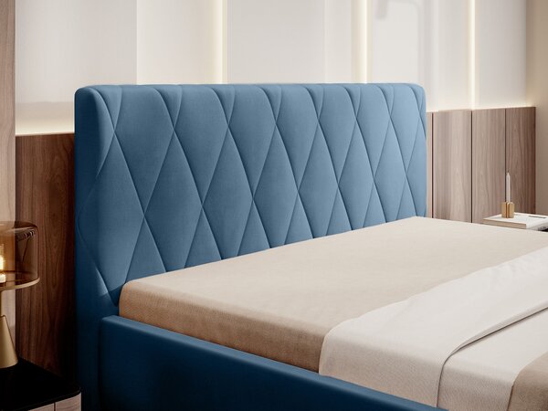 Čalúnená manželská posteľ Hilton 140x200 - modrá