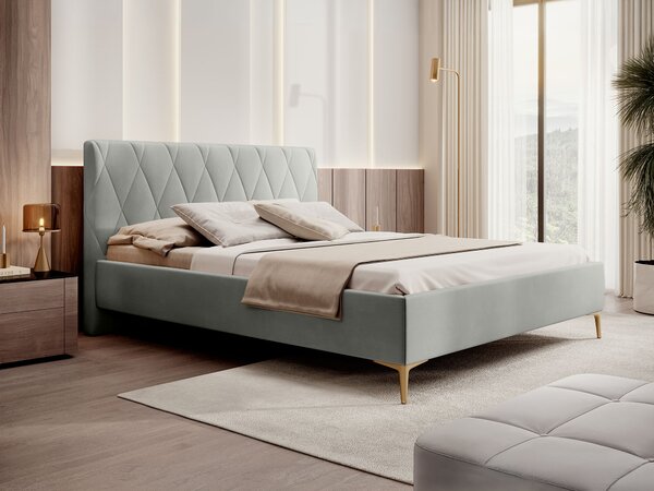 Čalúnená manželská posteľ Hilton 140x200 - svetlosivá