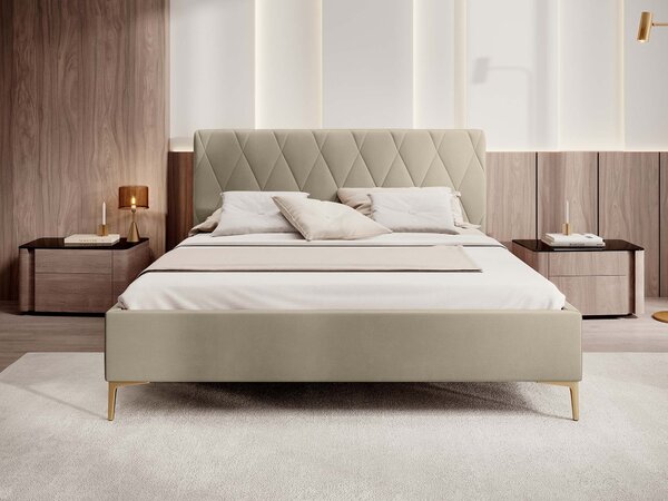 Čalúnená manželská posteľ Hilton 140x200 - tmavobéžová