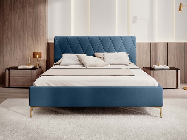 Čalúnená manželská posteľ Hilton 140x200 - modrá