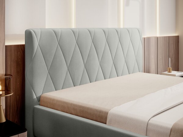 Čalúnená manželská posteľ Hilton 140x200 - svetlosivá