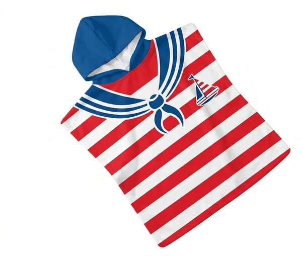 Detské pončo SAILOR bielo-červené 60x120 cm