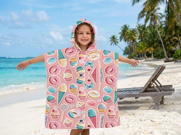 Detské pončo SWEETIE ružové 60x120 cm