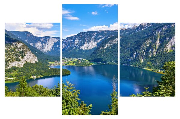 Obraz - Halštatské jazero, Hallstatt, Rakúsko (90x60 cm)