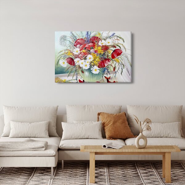 Obraz vázy s divokými kvetmi (90x60 cm)