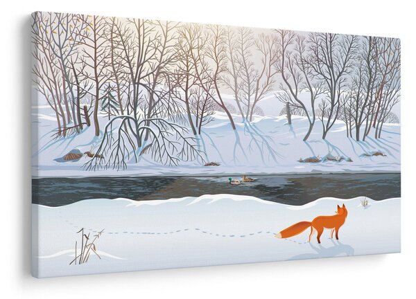 Obraz - Líška v zimnej krajine (90x60 cm)