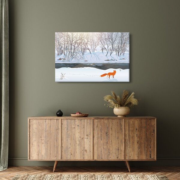 Obraz - Líška v zimnej krajine (90x60 cm)