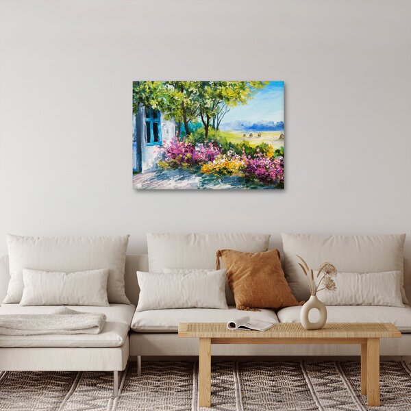 Obraz záhradky pred domom, olejomaľba (70x50 cm)