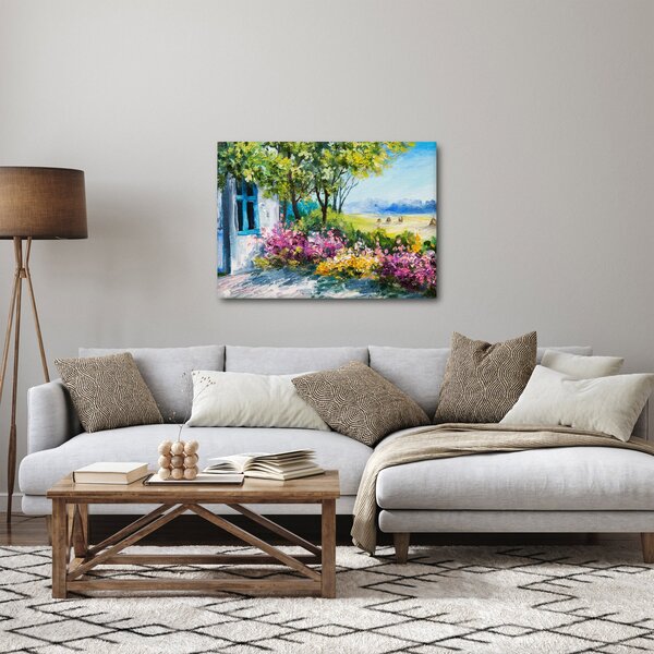 Obraz záhradky pred domom, olejomaľba (70x50 cm)