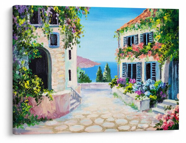 Obraz - Grécka ulička, olejomaľba (70x50 cm)