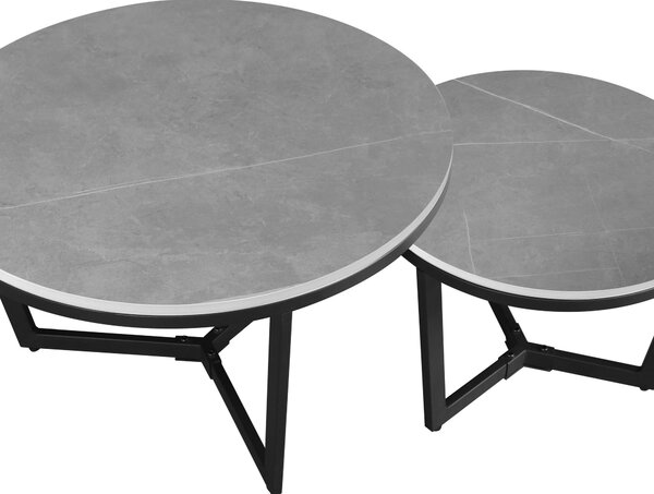 SADA KONFERENČNÝCH STOLÍKOV, tmavosivá, kov, kameň, 68,5/68,5/43 cm MID.YOU - Stolíky do obývačky, Online Only
