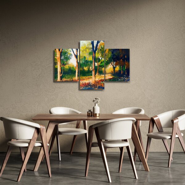 Obraz lesa v letnom slnku, maľba (90x60 cm)