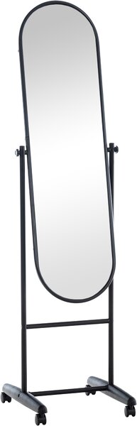 Stojace zrkadlo Nane Oval - 155x40x42 cm - Čierna