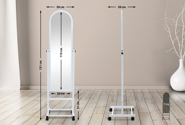 Stojace zrkadlo Evoir - 151x39x39 cm - Biela