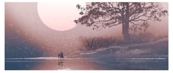 Obraz - Zamilovaný pár (120x50 cm)