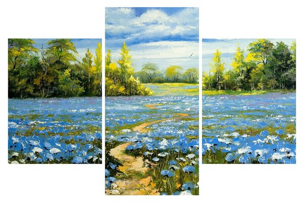 Obraz - Cestička v poli, olejomaľba (90x60 cm)
