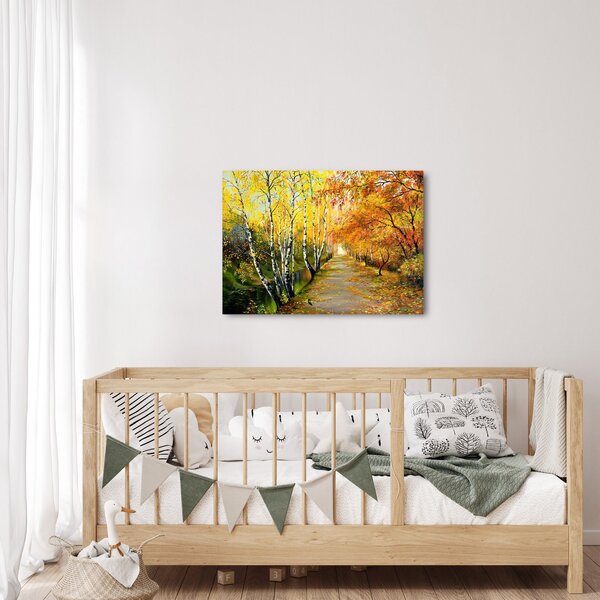 Obraz - Romantická alej pozdĺž vody, olejomaľba (70x50 cm)