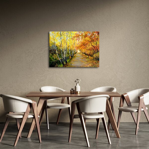 Obraz - Romantická alej pozdĺž vody, olejomaľba (70x50 cm)