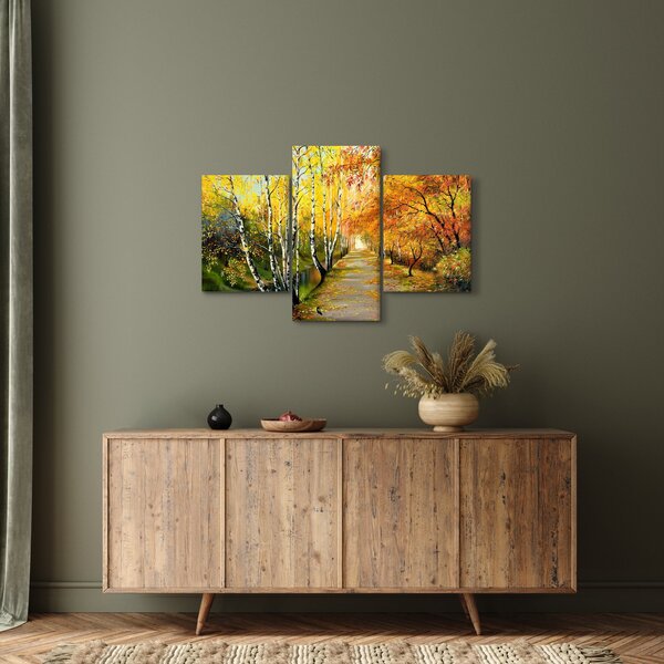 Obraz - Romantická alej pozdĺž vody, olejomaľba (90x60 cm)