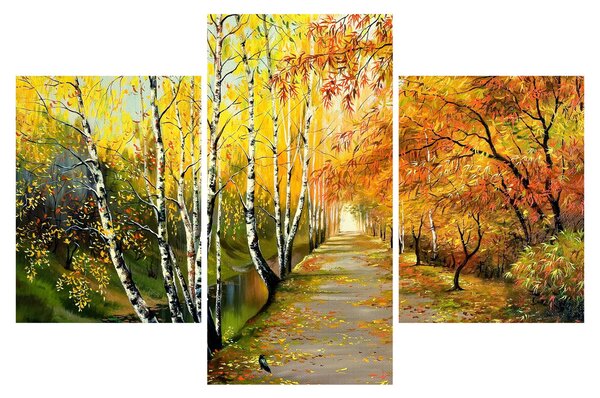 Obraz - Romantická alej pozdĺž vody, olejomaľba (90x60 cm)