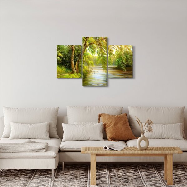 Obraz - Vŕba pri jazere, olejomaľba (90x60 cm)