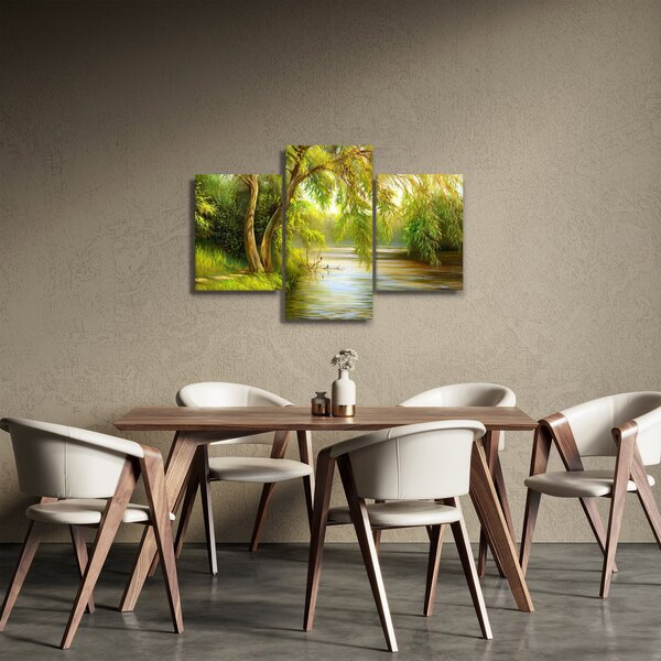 Obraz - Vŕba pri jazere, olejomaľba (90x60 cm)