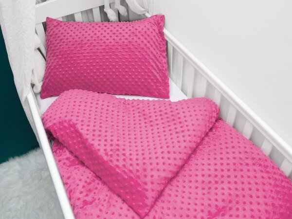 Biante Detské posteľné obliečky do postieľky Minky 3D bodky MKP-020 Ružovo fialové Do postieľky 100x135 a 40x60 cm