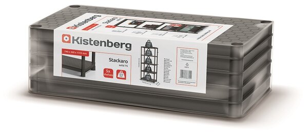 Prosperplast Regál plastový 5 políc STACKARO MIDDLE 74 x 36 x 172,5 cm - čierny