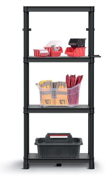 Prosperplast Regál plastový 4 police STACKARO SMALL 58 x 28 x 131,5 cm - čierny