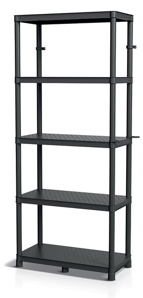 Prosperplast Regál plastový 5 políc STACKARO MIDDLE 74 x 36 x 172,5 cm - čierny