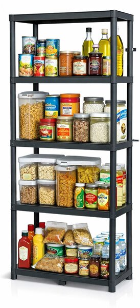 Prosperplast Regál plastový 5 políc STACKARO MIDDLE 74 x 36 x 172,5 cm - čierny