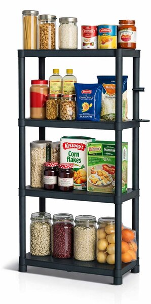 Prosperplast Regál plastový 4 police STACKARO SMALL 58 x 28 x 131,5 cm - čierny
