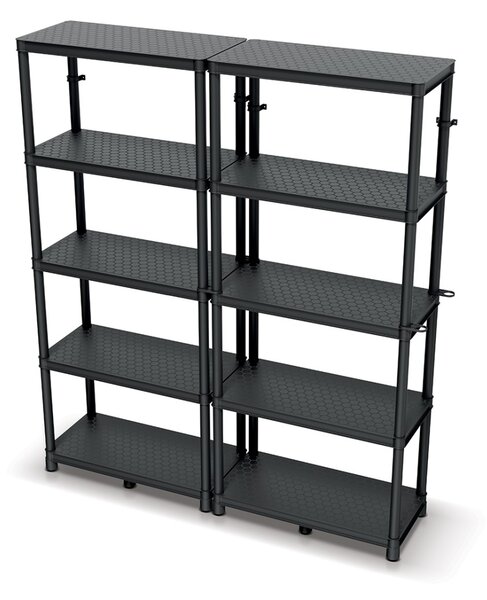 Prosperplast Regál plastový 5 políc STACKARO MIDDLE 74 x 36 x 172,5 cm - čierny