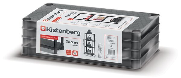 Prosperplast Regál plastový 4 police STACKARO SMALL 58 x 28 x 131,5 cm - čierny