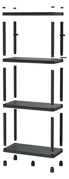 Prosperplast Regál plastový 4 police STACKARO SMALL 58 x 28 x 131,5 cm - čierny