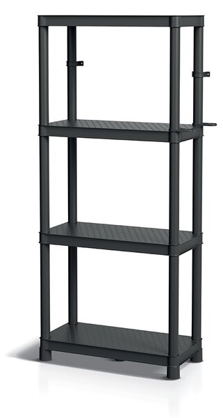 Prosperplast Regál plastový 4 police STACKARO SMALL 58 x 28 x 131,5 cm - čierny